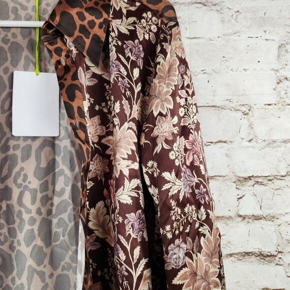 Tell Your Friends Long Sleeve Shirt in Lana Multi Small NWT Silk Button Down - Picture 5 of 9